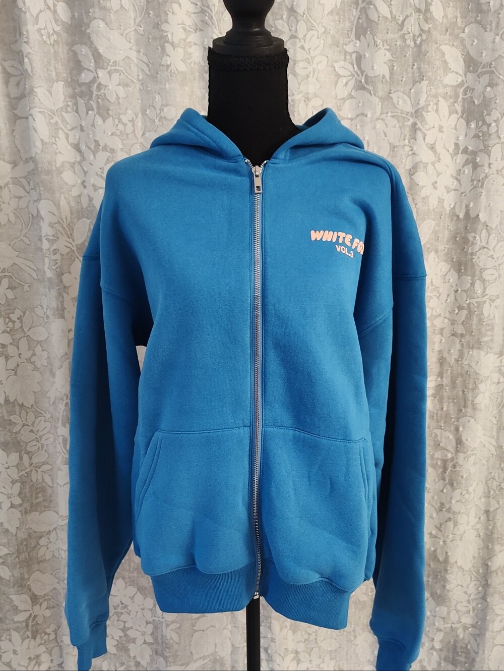 White Fox Zip Front Hoodie Azure Oversized Fit Xxs/Xs (Price Is Firm)